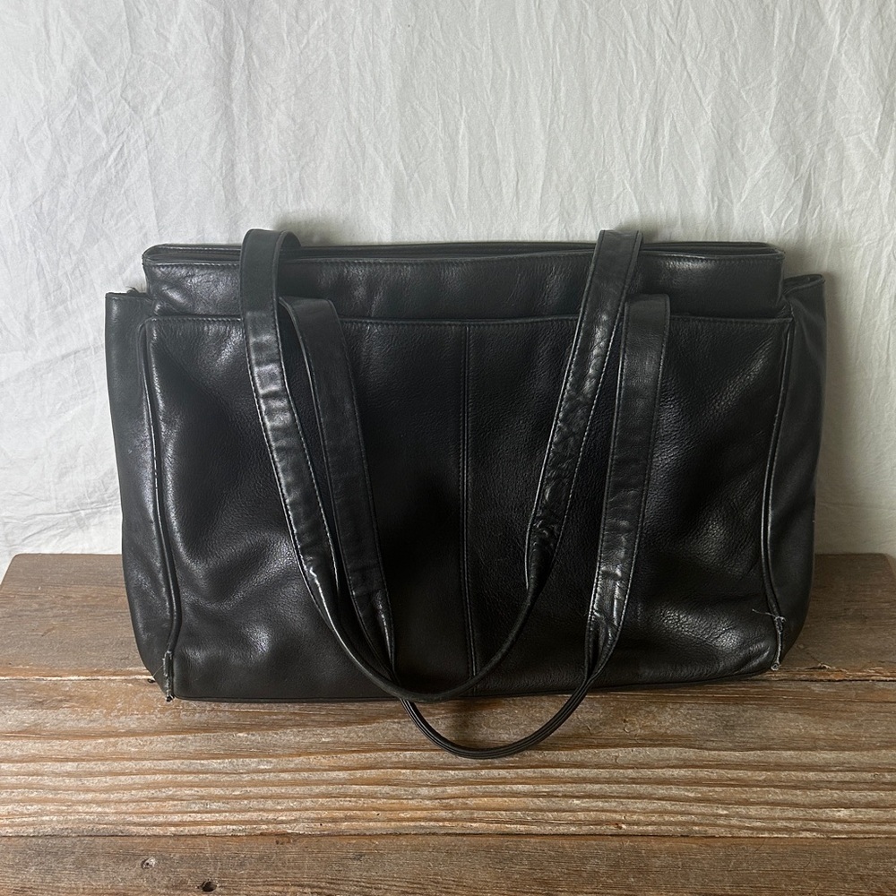 Tignanello Classic Black Leather Shoulder Bag